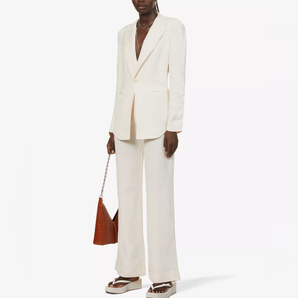 AYA MUSE Winston linen blend blazer pant suit NWT